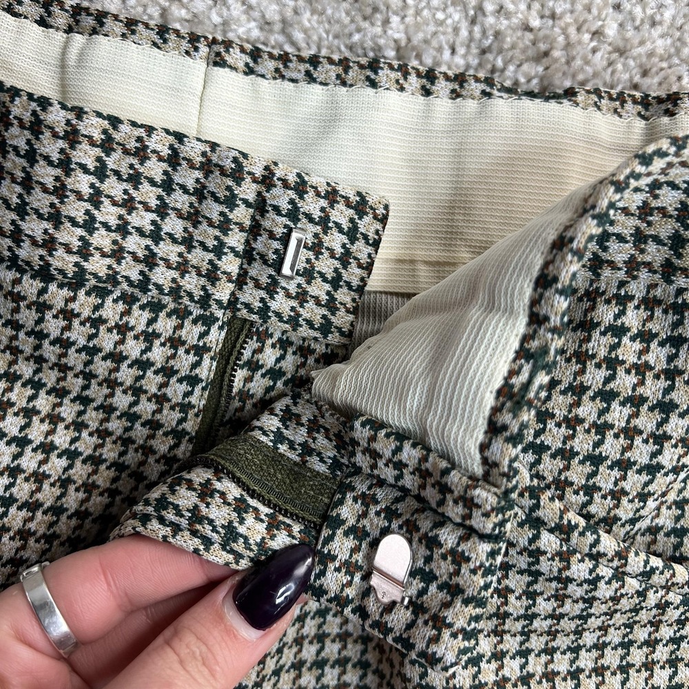 Vintage Dress Pants Womens 28 Beige Check Straight Leg Flat Front Twill Business - Picture 4 of 13
